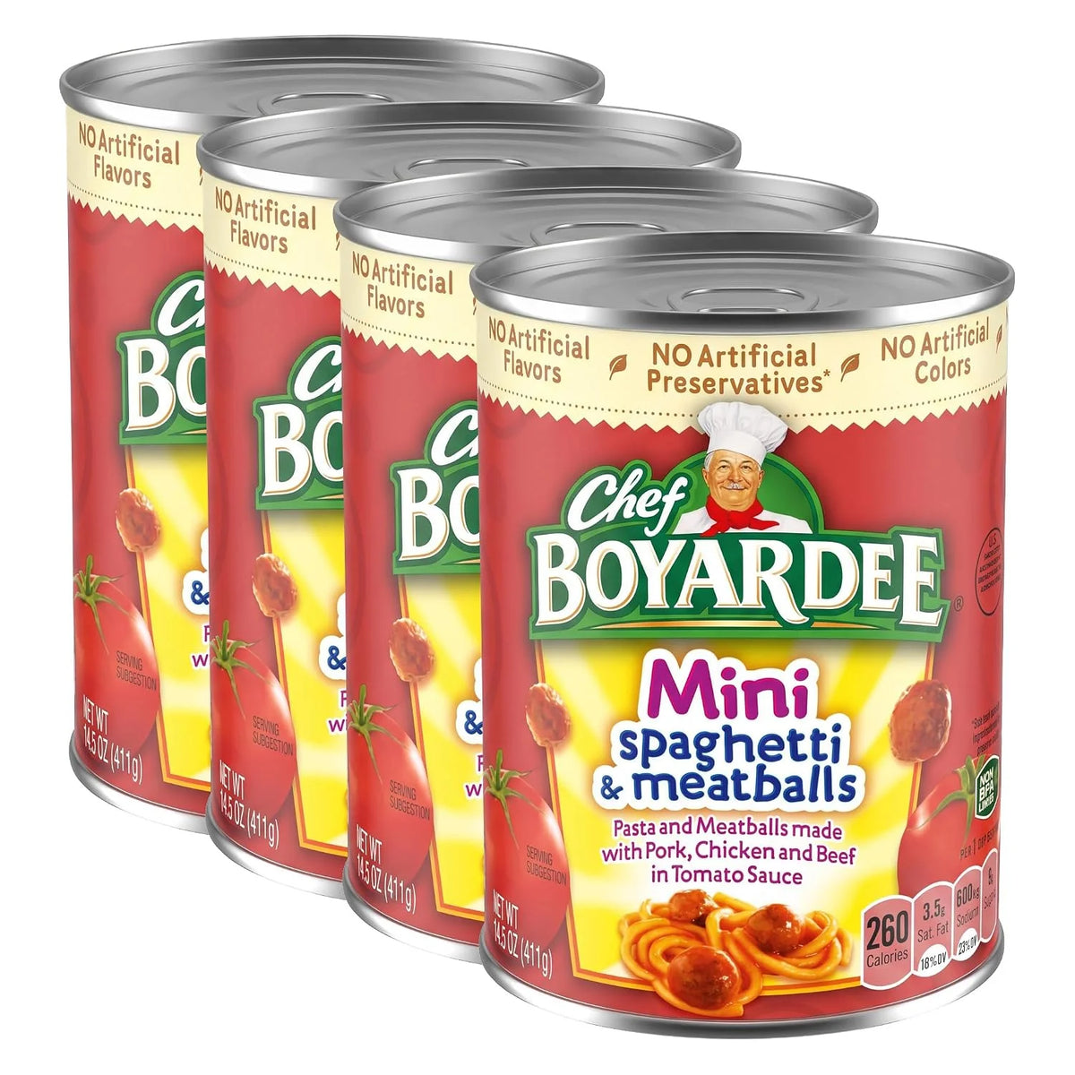 Chef Boyardee Mini Spaghetti and Meatballs, 14.5 oz. (Pack of 4)