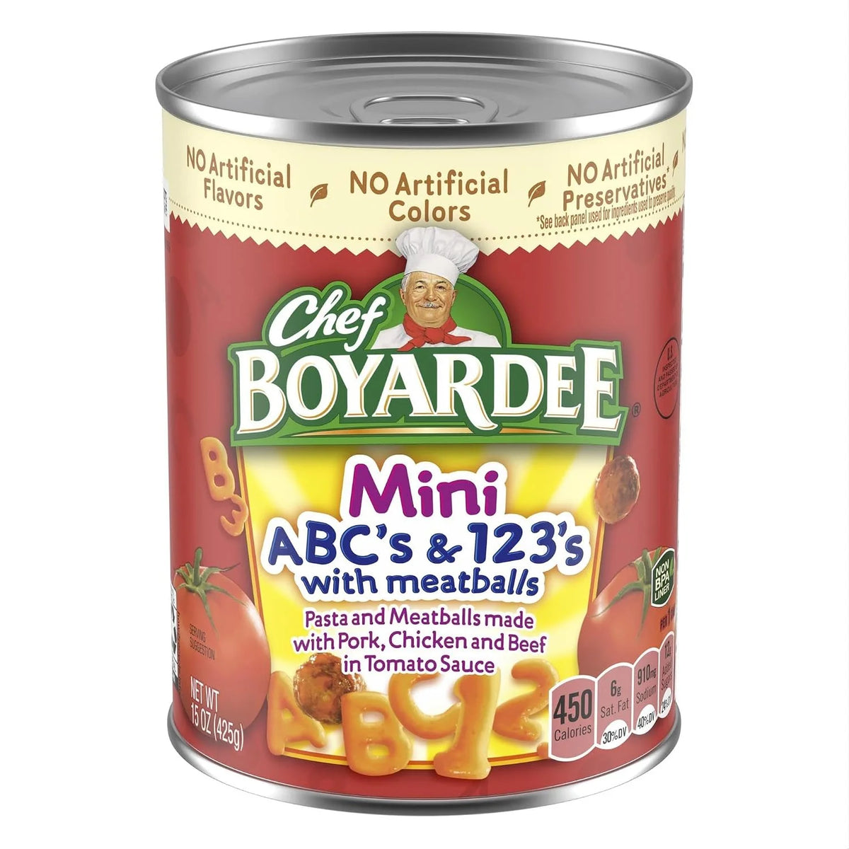 Chef Boyardee Mini-Bites ABC's & 123's with Meatballs, 15 Oz, 1 Count